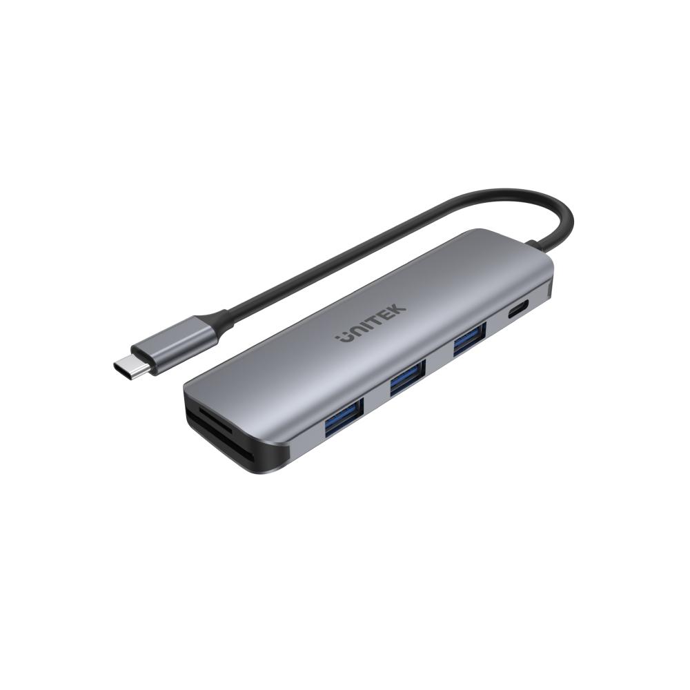 תחנת עגינה Unitek uHUB P5+ 6-in-1 USB-C Hub with 100W Power Delivery and Dual Card Reader H1107C