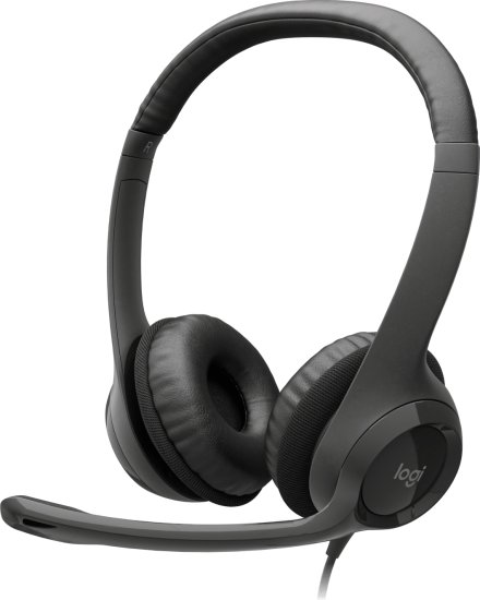 אוזניות עם מיקרופון למחשב Logitech H390 USB - צבע שחור