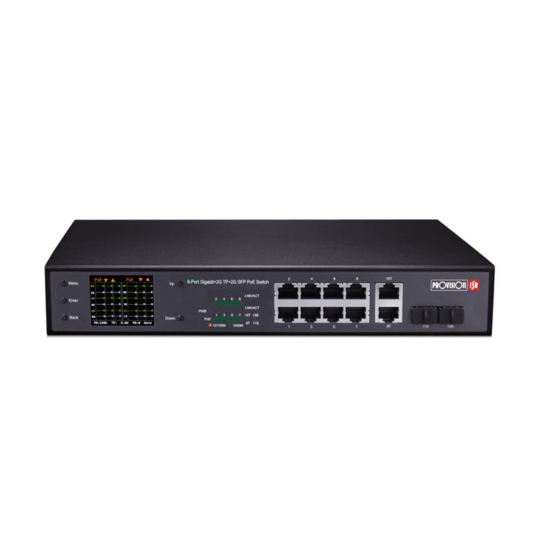 מתג Provision PoES-08130GCL+2G+2SFP 8+2 Ports 10/100/1000Mbps POE