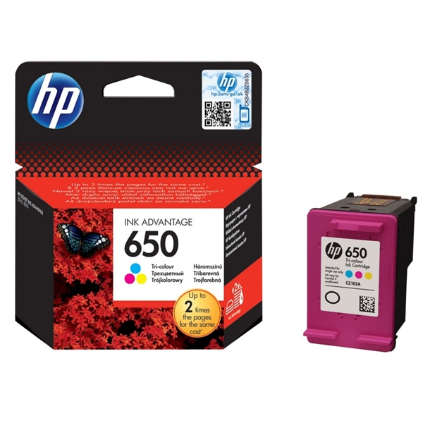 ראש דיו צבעוני מקורי HP 650 CZ102AE