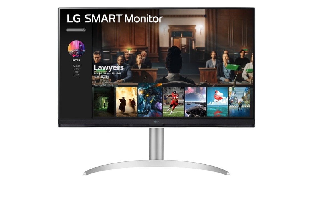 מסך מחשב חכם LG 32'' 4K UHD USB-C Hub Smart Monitor with webOS 32SQ730S-W