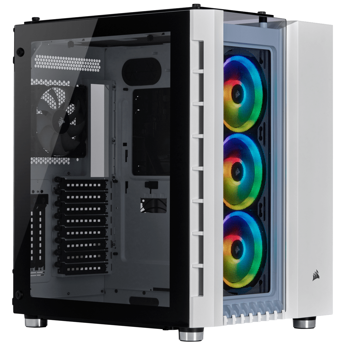 corsair crystal 680x rgb tempered glass atx case - white