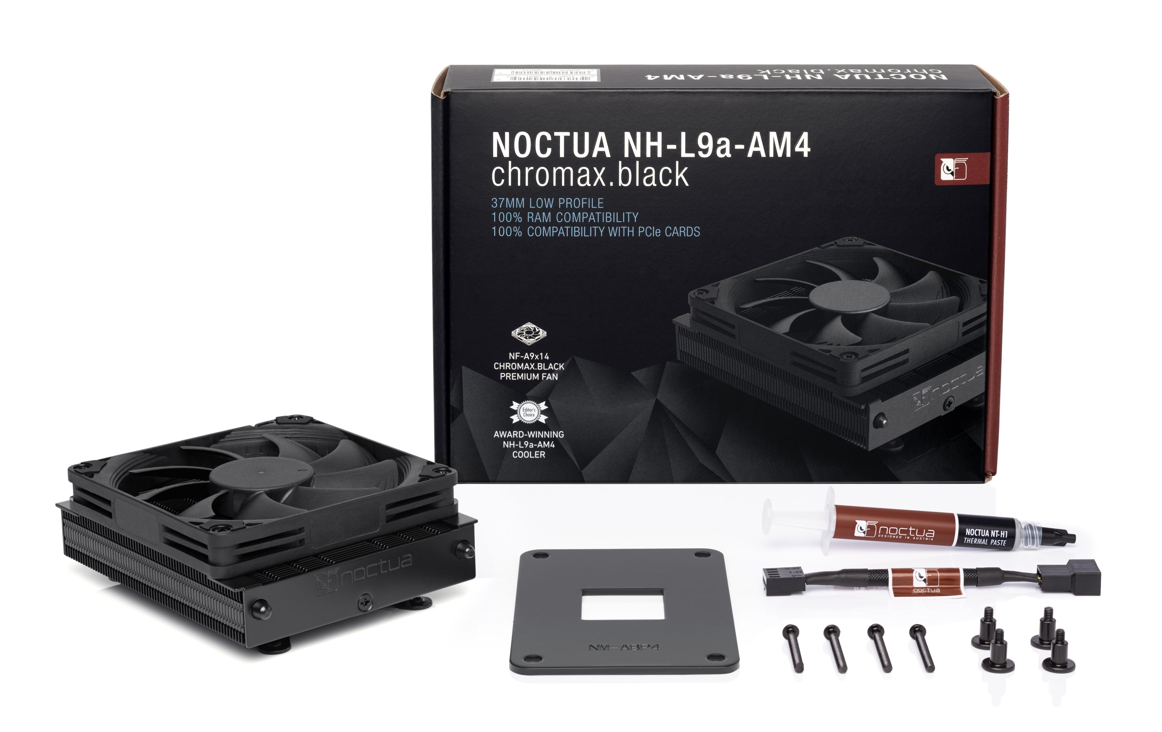 noctua nh-l9a-am4 chromax.black low-profile cpu cooler for am4