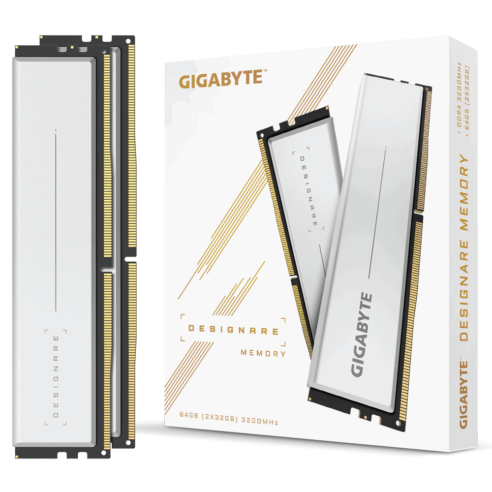gigabyte ddr4 64g (2x32g) 3200 cl16 designare white