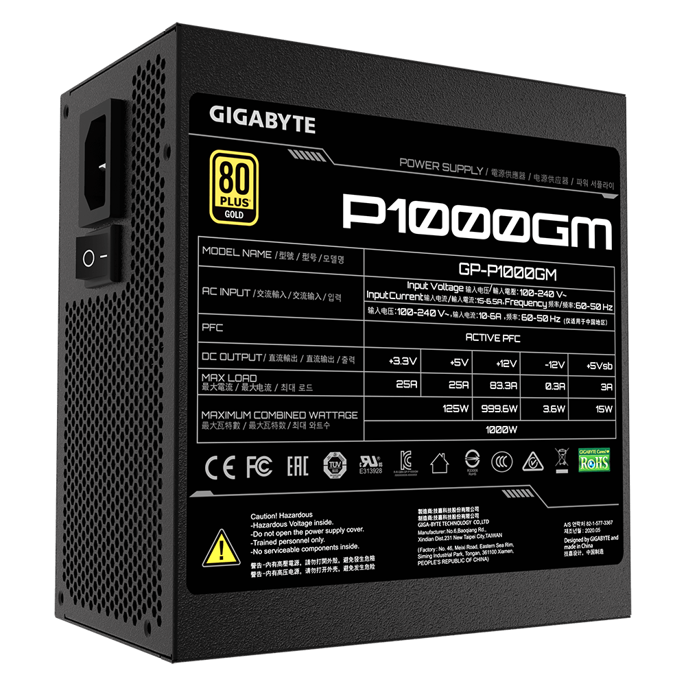 gigabyte psu 1000w pfc gold 80+ modular