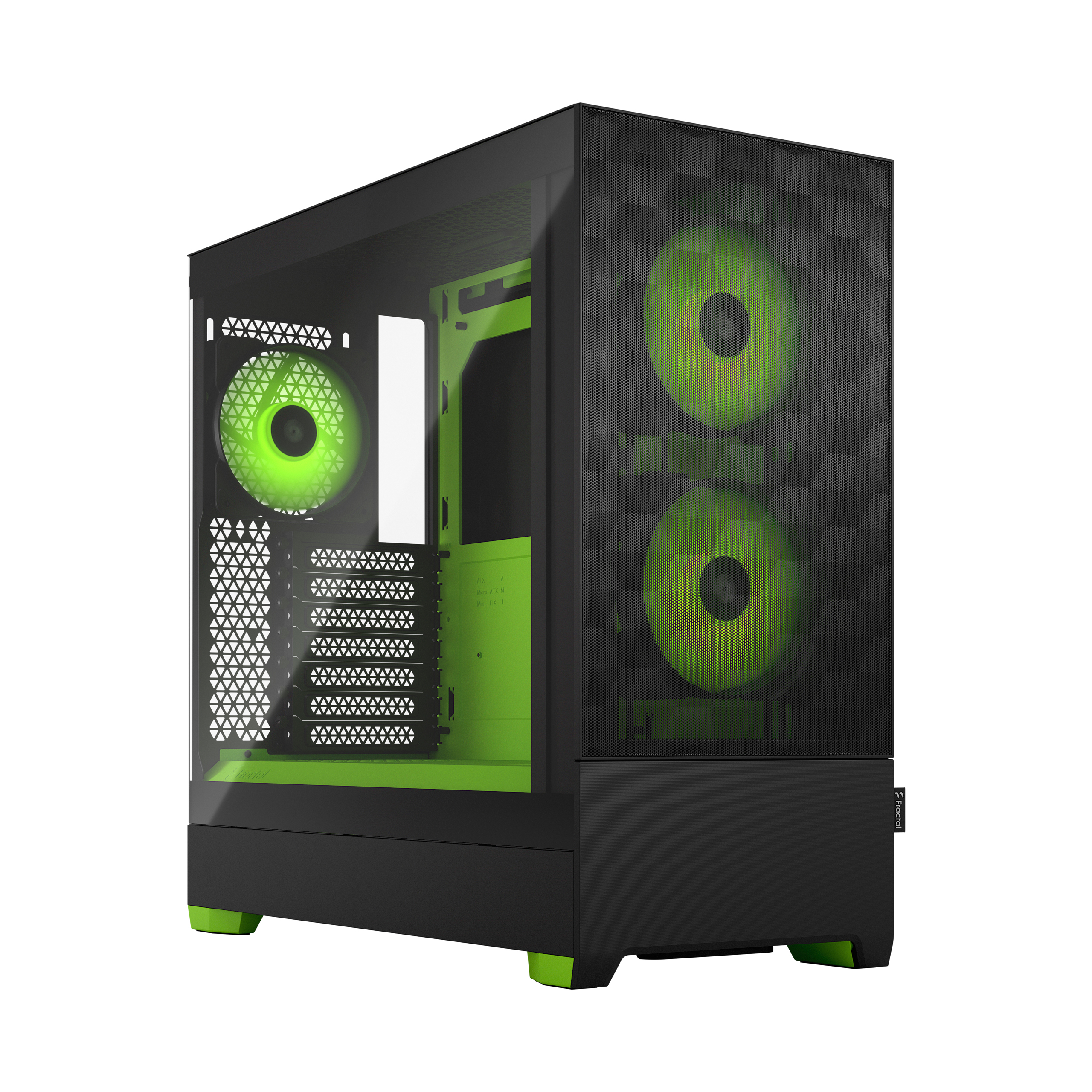 fractal design pop air rgb green core tg clear tint