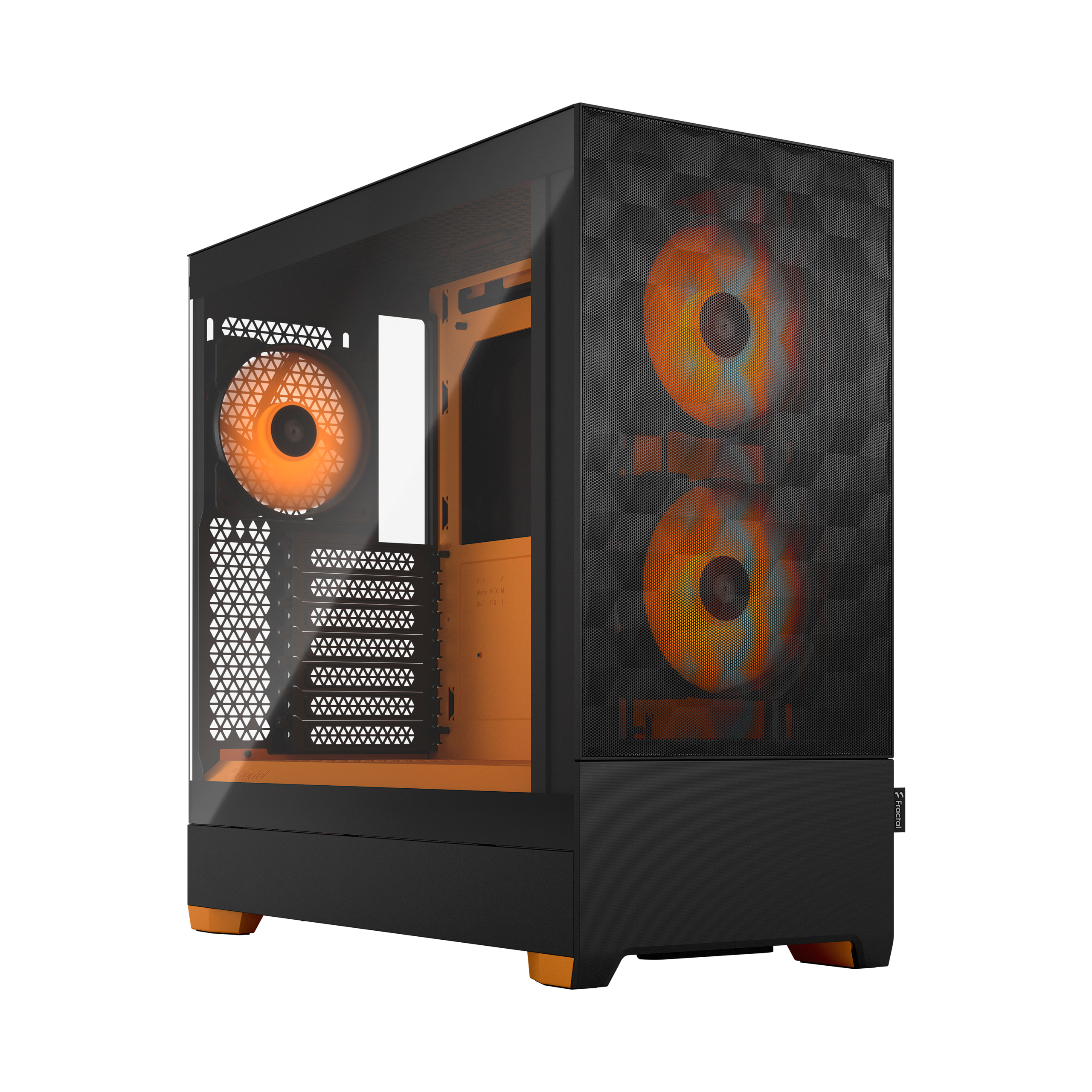 fractal design pop air rgb orange core tg clear tint