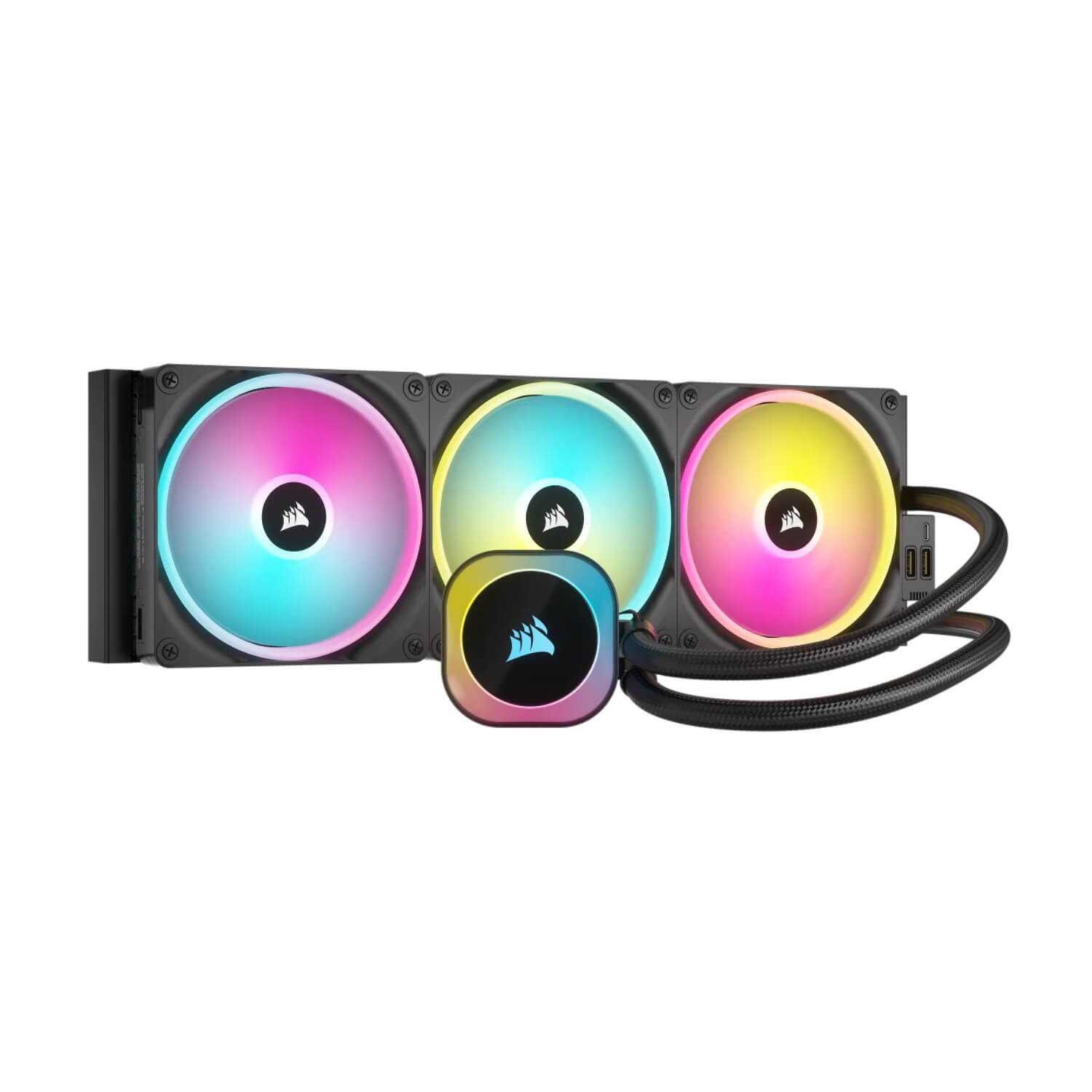 corsair icue link h170i rgb aio 420mm liquid cpu cooler black