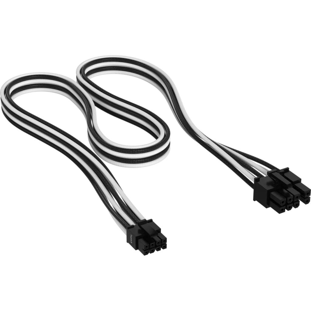 corsair premium sleeved pcie type 5 gen 5 white/black cable