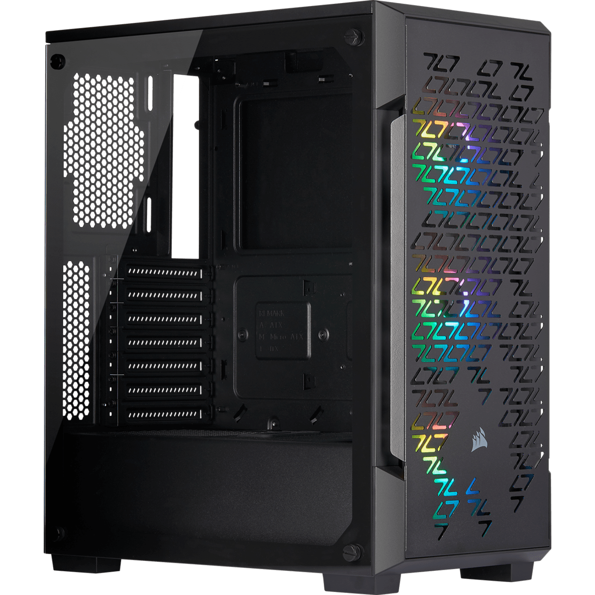 corsair icue 220t rgb airflow tempered glass mid-tower smart case black