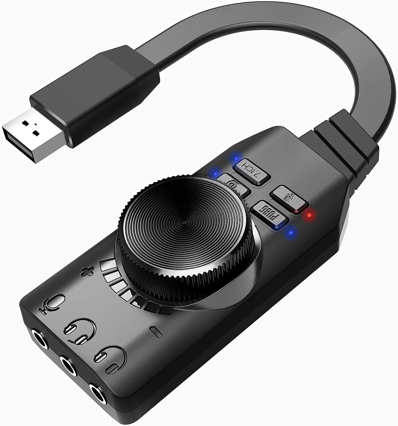 כרטיס קול חיצוני USB מקצועי+ כפתור הפעלה+ווליום והשתקה וירטואלי Plextone GS3 Mark II 7.1  