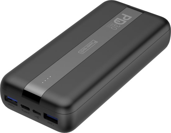 סוללת גיבוי Power-Tech PD-20 20000mAh 2xUSB-A+USB-C - צבע שחור