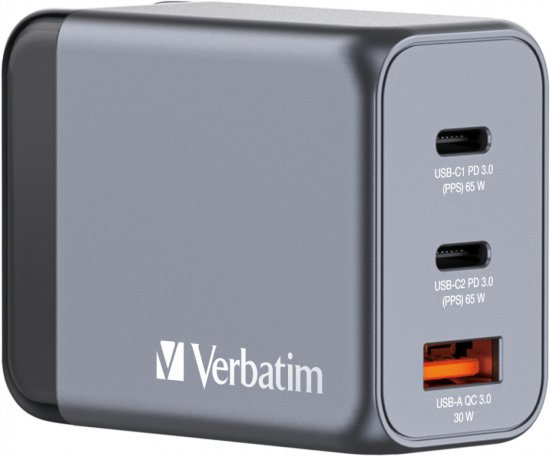 מטען קיר 65W 3-Port GaN USB-A/C מבית Verbatim