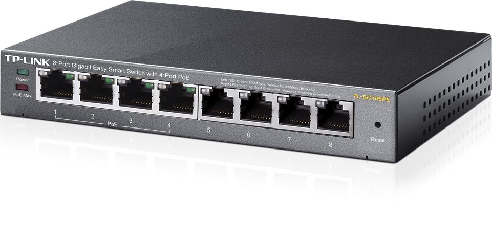 מתג חכם TP-Link TL-SG108PE 8 Ports Gigabit 4 PortsPoE 10/100/1000Mbps