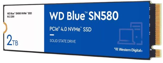 כונן Western Digital Blue SN580 2TB SSD M.2 2280 PCIe NVMe WDS200T3B0E