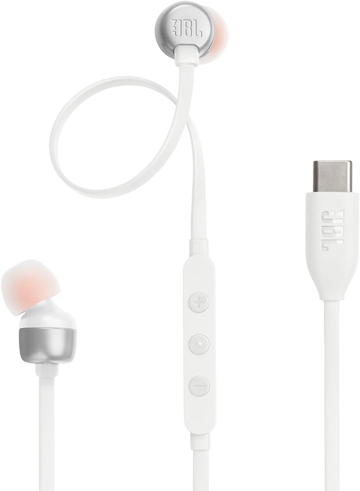 אוזניות חוטיות לבן JBL IN EAR TUNE T310C - יבואן רשמי