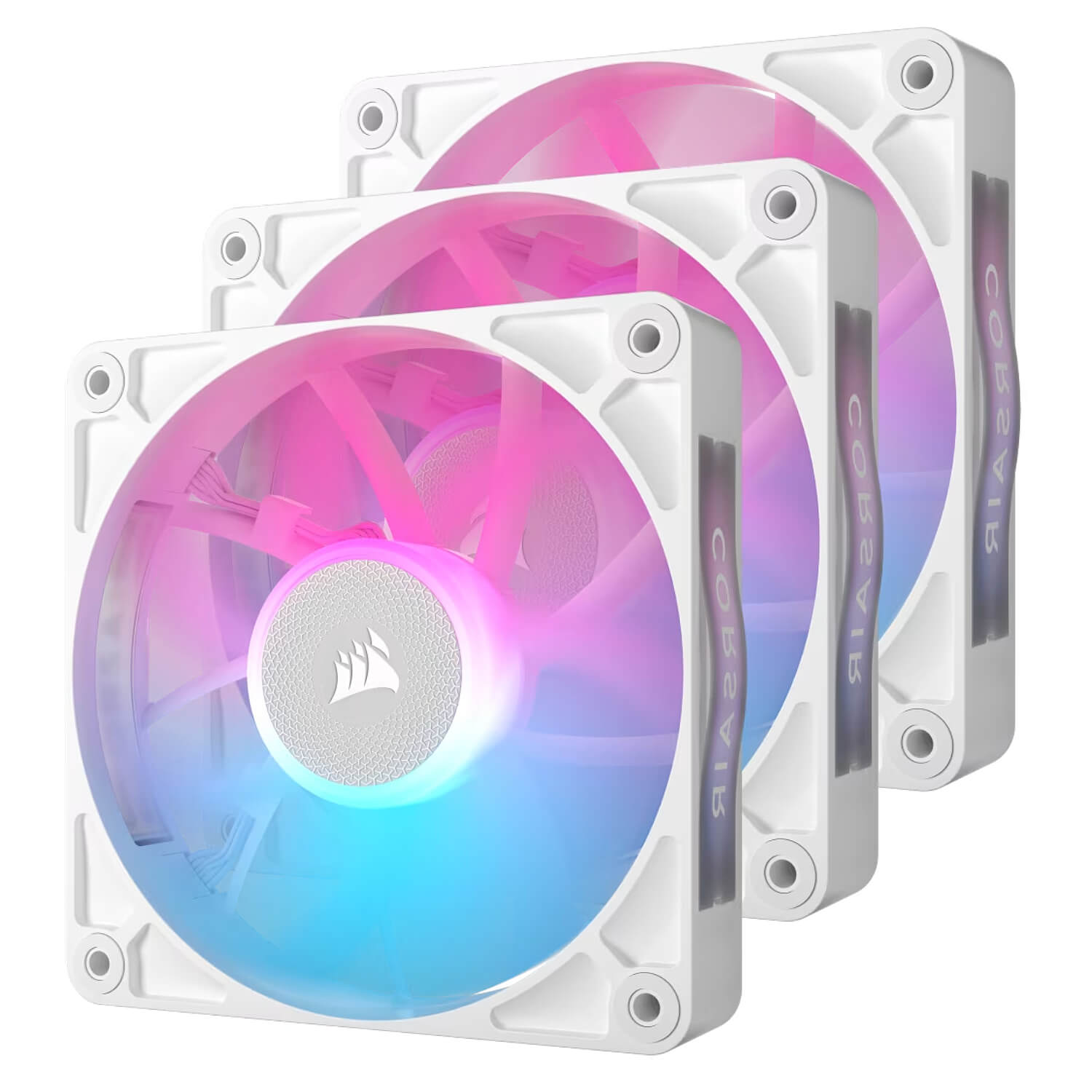 corsair icue link rx120 rgb pwm 120mm 3x fans white starter kit