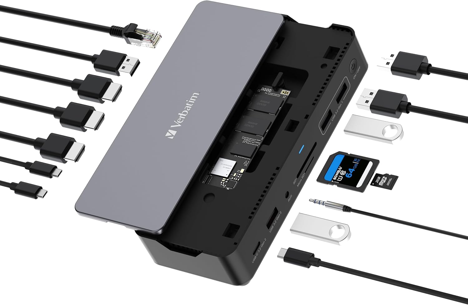 תחנת עגינה Verbatim USB-C Pro Docking Station 15-in-1
