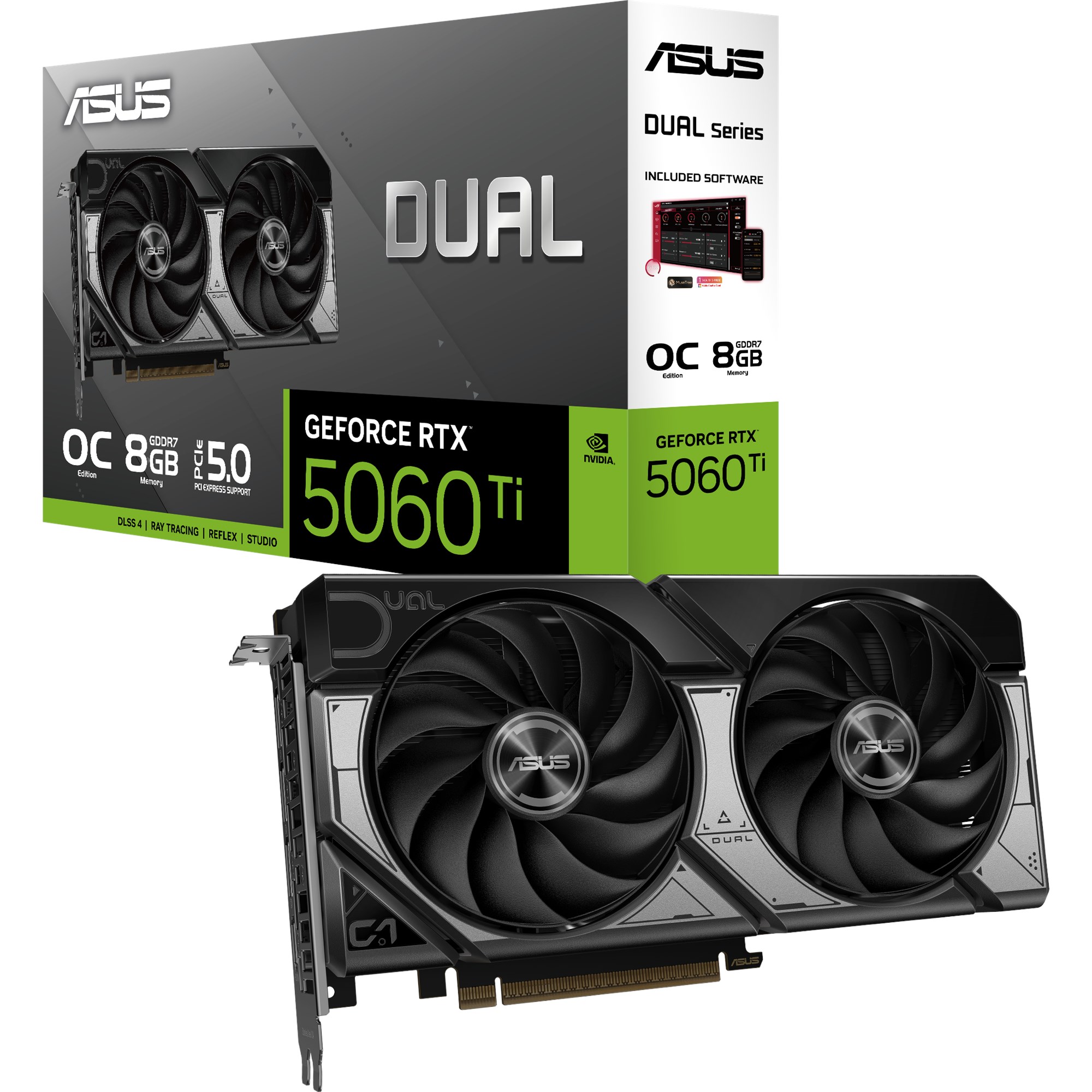 כרטיס מסך Asus GeForce RTX™ 5060 Ti 8GB GDDR7 OC DUAL-RTX5060TI-O8G 90YV0MP2-M0NA00