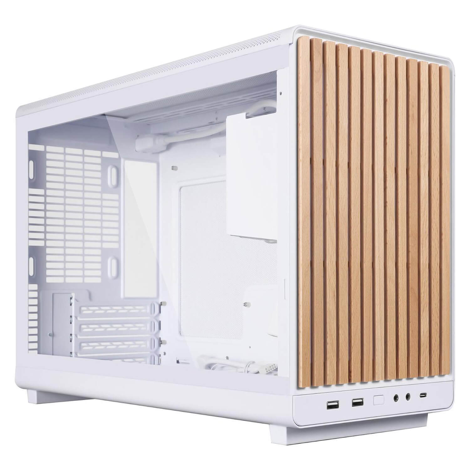 מארז מחשב lian-li a3 wood and glass edition white