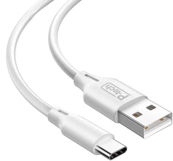 כבל סנכרון וטעינה באורך 1.2 מטר USB Type-A ל-USB Type-C מבית Power-Tech - צבע לבן
