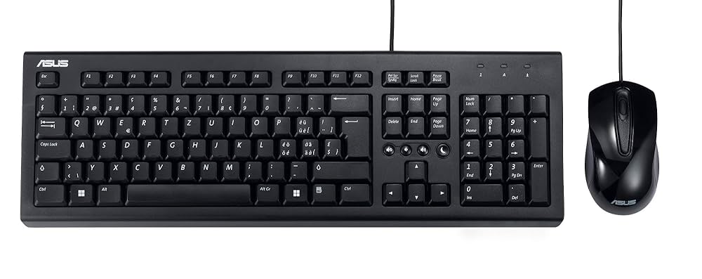 סט מקלדת ועכבר חוטיים Asus U2000 Keyboard+Mouse Set - צבע שחור