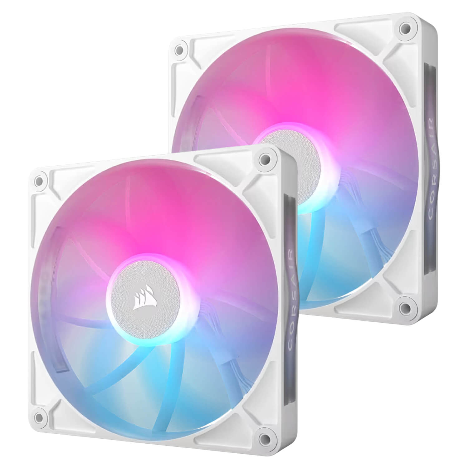 corsair icue link rx140 rgb 140mm pwm 2xfans start kit white
