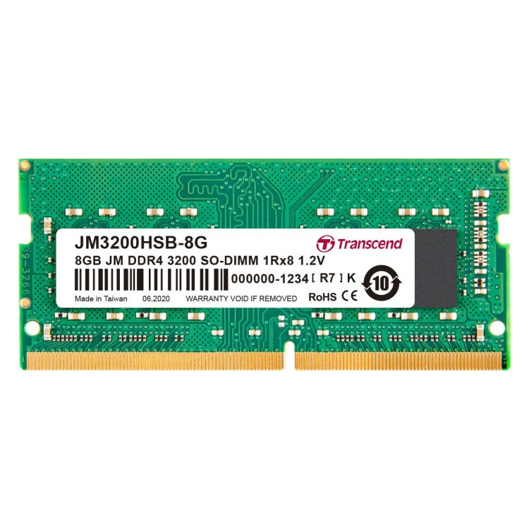 זיכרון פנימי למחשב נייד Transcend 8GB DDR4 3200MHZ JM3200HSB-8GB