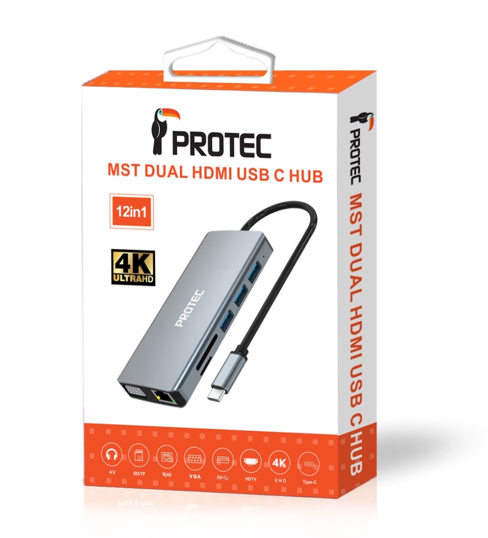 תחנת עגינה Protec Type-C 12-in-1 2xHDMI 4xUSB DM300 