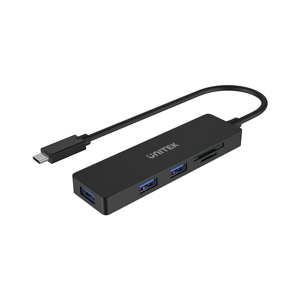 מפצל UNITEK uHUB Q4+ 5-in1 USB-C Hub tih Dual Card Reader H1108B