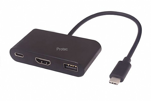 מתאם תצוגה PROTEC TYPE-C to HDMI+USB+Type-C DM117